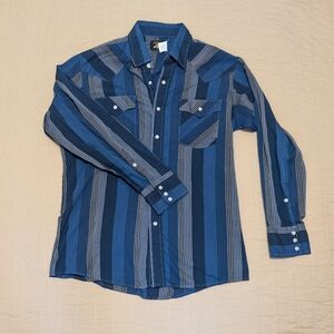 Vintage Saddle King Country Western Pearl Snap Button Front Long Sleeve Shirt